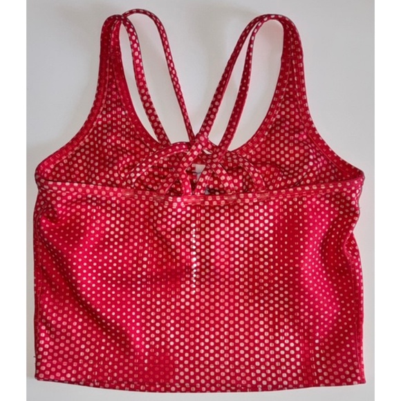💙 3/$21 Saucony Women's Crop top (XS) Red geometric, criss-cross back straps - Picture 2 of 5